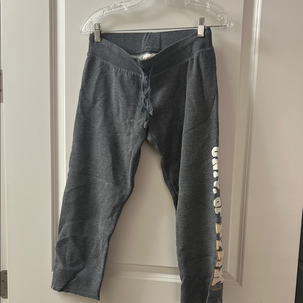 Pink Victoria's Secret Dark Gray Joggers With White Print